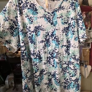 Croft & Barrow Blue and Green Floral Top